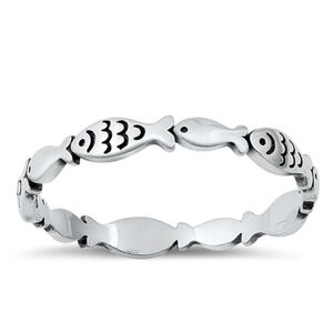 925 Sterling Silver Fish Ring